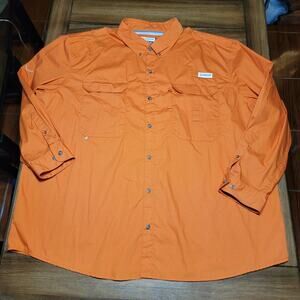 Magellan LS Orange Angler Fit MagShield Fish Gear Button Up Shirt - Size 4XL